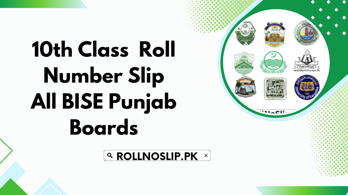 10th Class Roll Number Slip All BISE Punjab Boards
