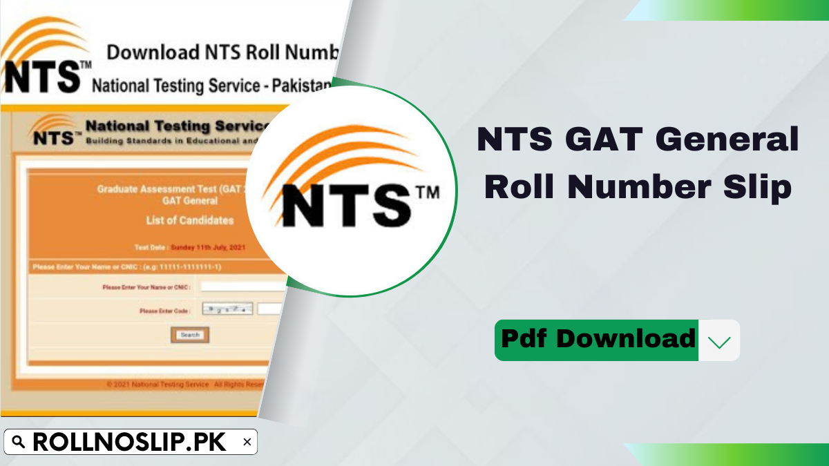 NTS GAT General Roll Number Slip